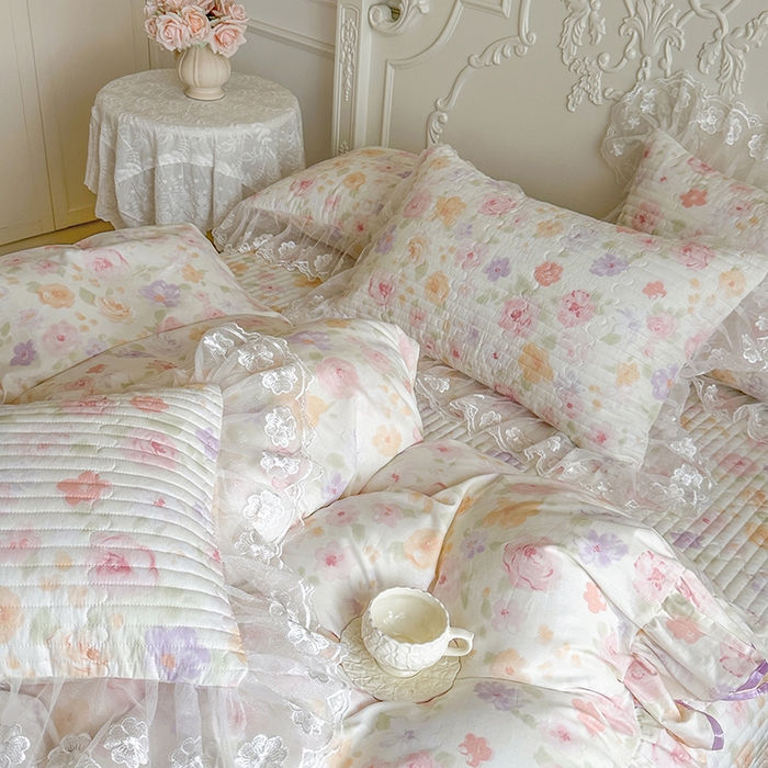 91家纺网 家纺一手货源 找家纺 网红馆（ck家纺） 2026春夏新款小清新田园全棉印花床盖四件套 幸福花海