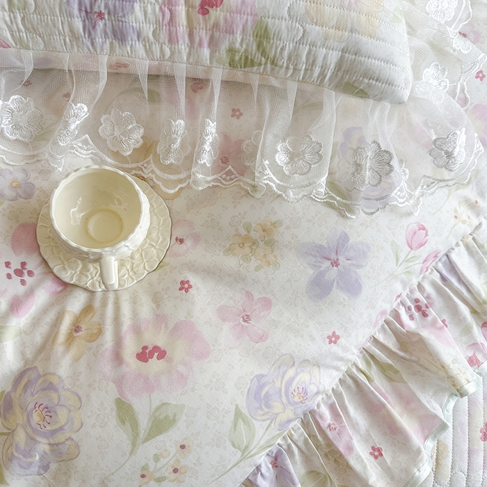 91家纺网 家纺一手货源 找家纺 网红馆（ck家纺） 2026春夏新款小清新田园全棉印花床盖四件套 甜心花朵