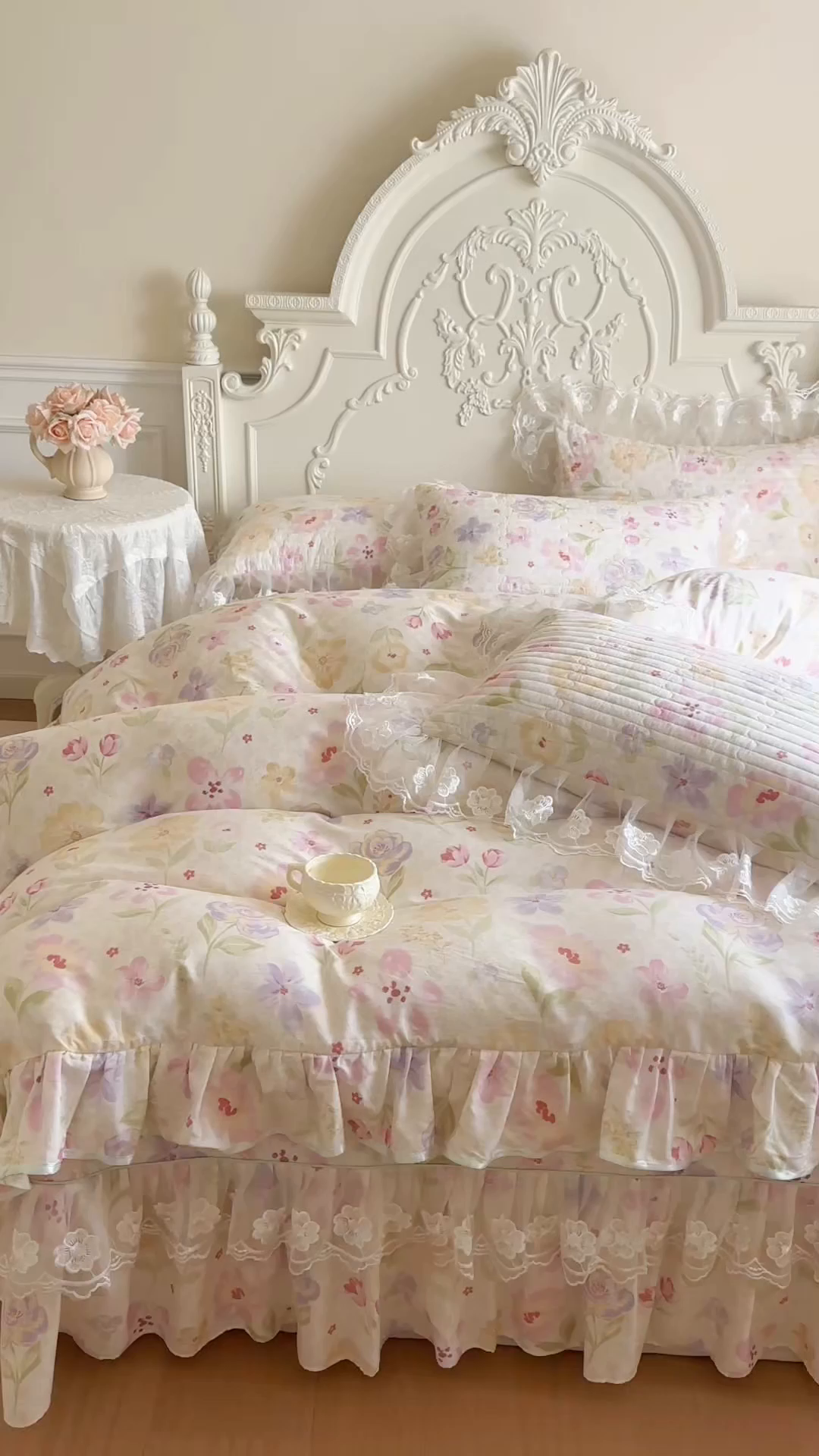 91家纺网 家纺一手货源 找家纺 网红馆（ck家纺） 2026春夏新款小清新田园全棉印花床盖四件套 甜心花朵