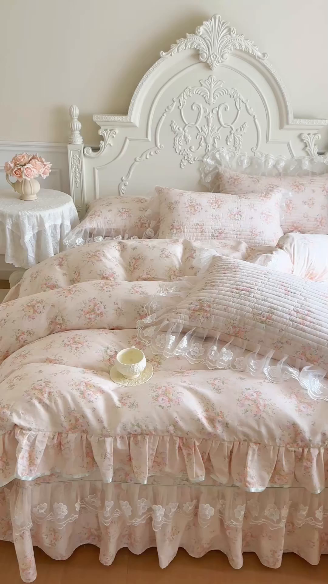 91家纺网 家纺一手货源 找家纺 网红馆（ck家纺） 2026春夏新款小清新田园全棉印花床盖四件套 翩翩花语