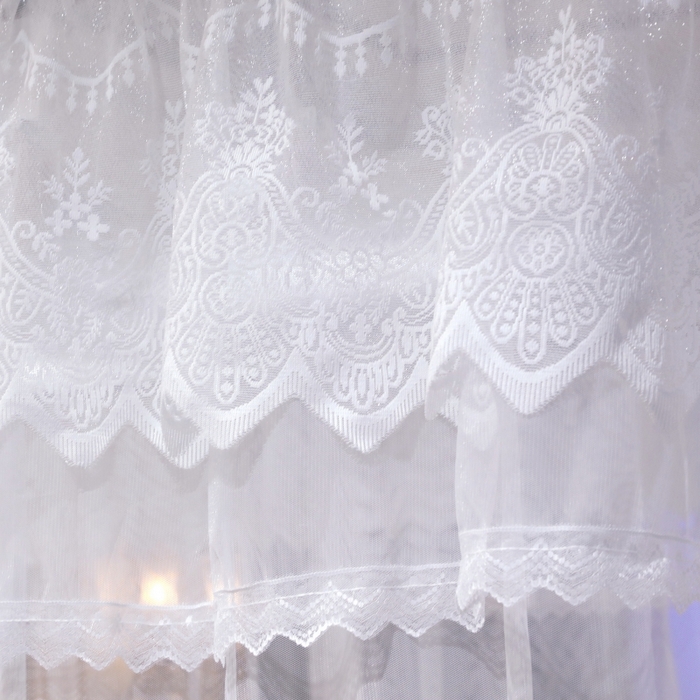 91家纺网 家纺一手货源 找家纺 永旺家纺 2026新款宫廷落地三门开蚊帐--春暖花开 白色