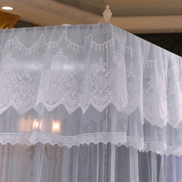 91家纺网 家纺一手货源 找家纺 永旺家纺 2026新款宫廷落地三门开蚊帐--春暖花开 灰色