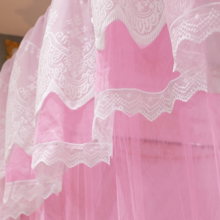 91家纺网 家纺一手货源 找家纺 永旺家纺 2026新款宫廷落地三门开蚊帐--春暖花开 粉色