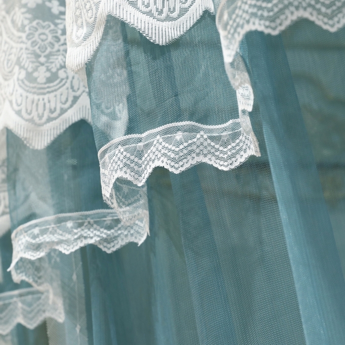 91家纺网 家纺一手货源 找家纺 永旺家纺 2026新款宫廷落地三门开蚊帐--春暖花开 雾霾蓝