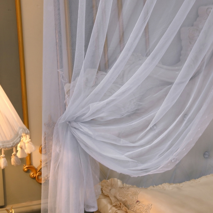 91家纺网 家纺一手货源 找家纺 永旺家纺 2026新款宫廷落地三门开蚊帐--春暖花开 灰色