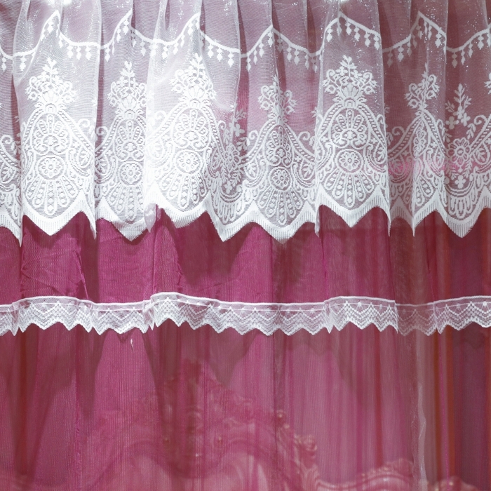 91家纺网 家纺一手货源 找家纺 永旺家纺 2026新款宫廷落地三门开蚊帐--春暖花开 红豆沙