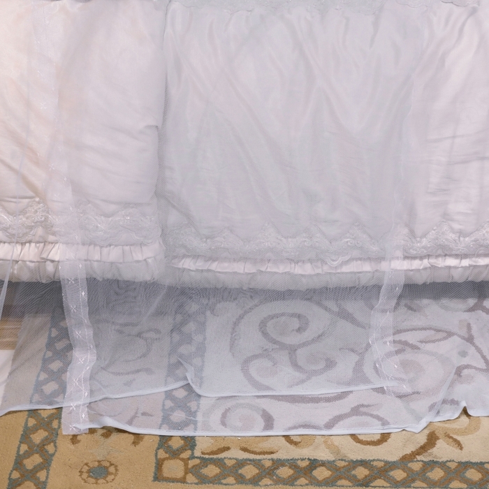 91家纺网 家纺一手货源 找家纺 永旺家纺 2026新款宫廷落地三门开蚊帐--春暖花开 灰色