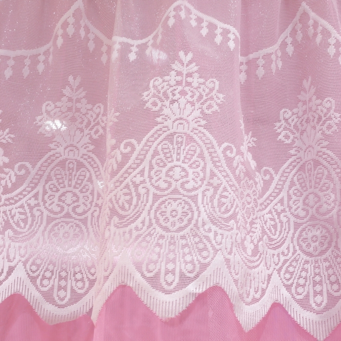 91家纺网 家纺一手货源 找家纺 永旺家纺 2026新款宫廷落地三门开蚊帐--春暖花开 粉色