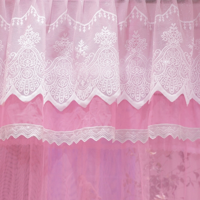 91家纺网 家纺一手货源 找家纺 永旺家纺 2026新款宫廷落地三门开蚊帐--春暖花开 粉色