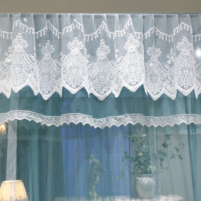 91家纺网 家纺一手货源 找家纺 永旺家纺 2026新款宫廷落地三门开蚊帐--春暖花开 雾霾蓝