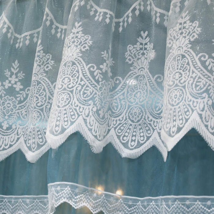 91家纺网 家纺一手货源 找家纺 永旺家纺 2026新款宫廷落地三门开蚊帐--春暖花开 雾霾蓝