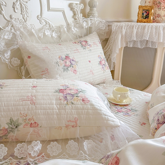 91家纺网 家纺一手货源 找家纺 网红馆（ck家纺） 2026春夏新款小清新田园全棉印花床盖四件套 清风花影