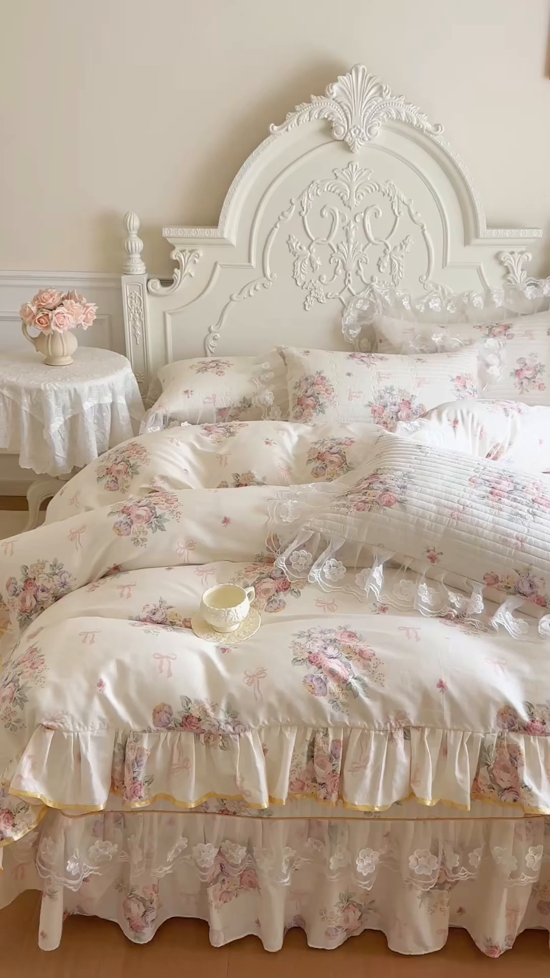 91家纺网 家纺一手货源 找家纺 网红馆（ck家纺） 2026春夏新款小清新田园全棉印花床盖四件套 清风花影