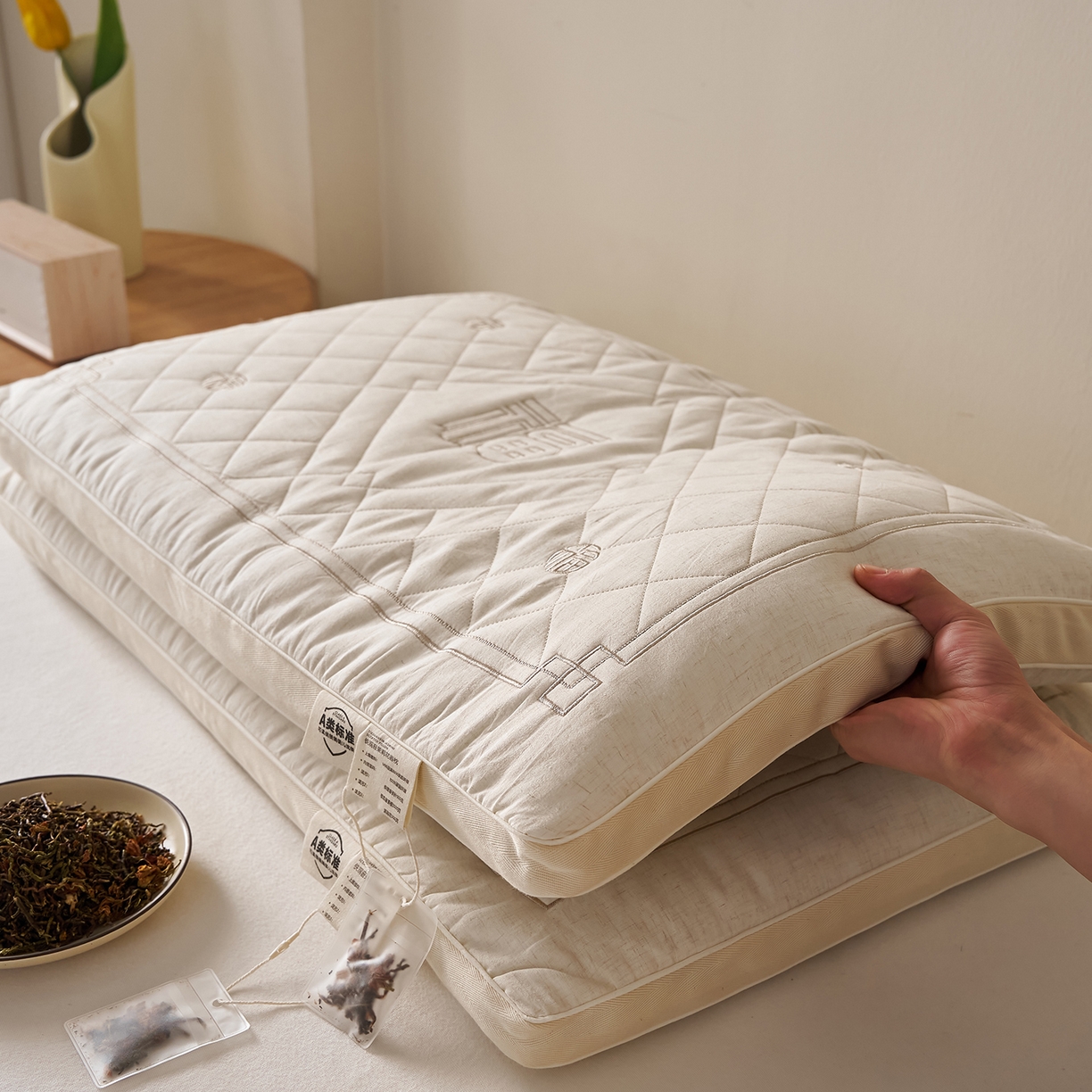 91家纺网 家纺一手货源 找家纺 （总）乐可 2026新款铁观音茉莉花香枕枕头枕芯