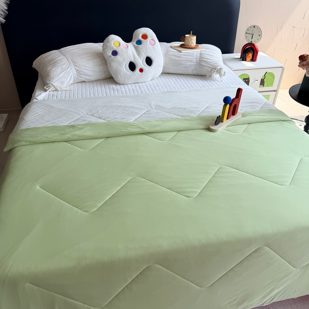 91家纺网 家纺一手货源 找家纺 莱豫家纺 2026春夏新款A类凉感小冰皮夏凉被夏被空调被 薄荷奶绿