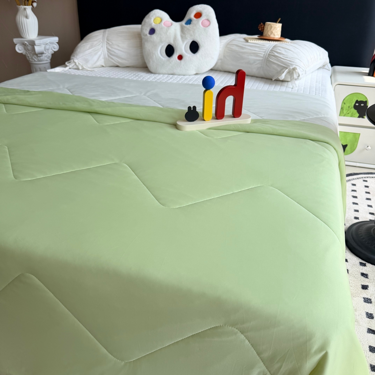 91家纺网 家纺一手货源 找家纺 莱豫家纺 2026春夏新款A类凉感小冰皮夏凉被夏被空调被 薄荷奶绿