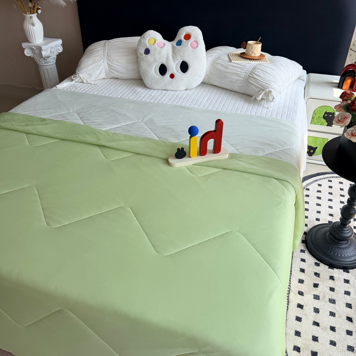 91家纺网 家纺一手货源 找家纺 莱豫家纺 2026春夏新款A类凉感小冰皮夏凉被夏被空调被 薄荷奶绿