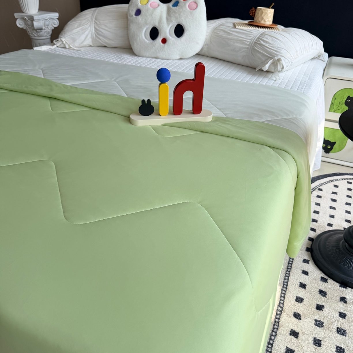 91家纺网 家纺一手货源 找家纺 莱豫家纺 2026春夏新款A类凉感小冰皮夏凉被夏被空调被 薄荷奶绿