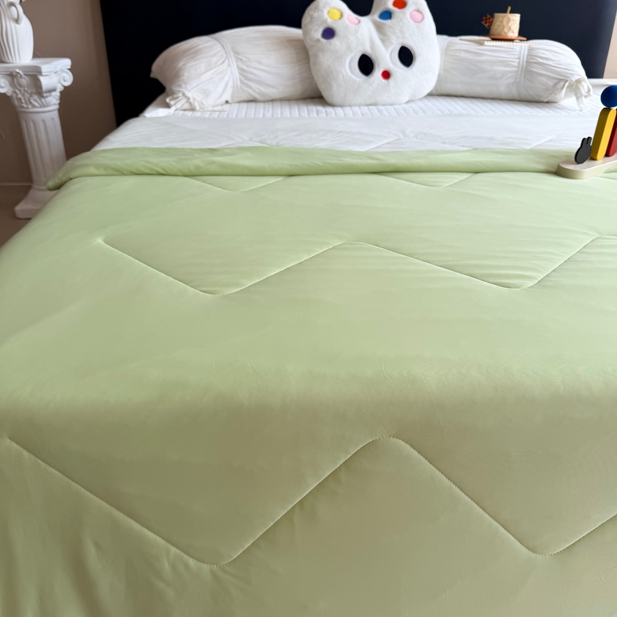 91家纺网 家纺一手货源 找家纺 莱豫家纺 2026春夏新款A类凉感小冰皮夏凉被夏被空调被 薄荷奶绿