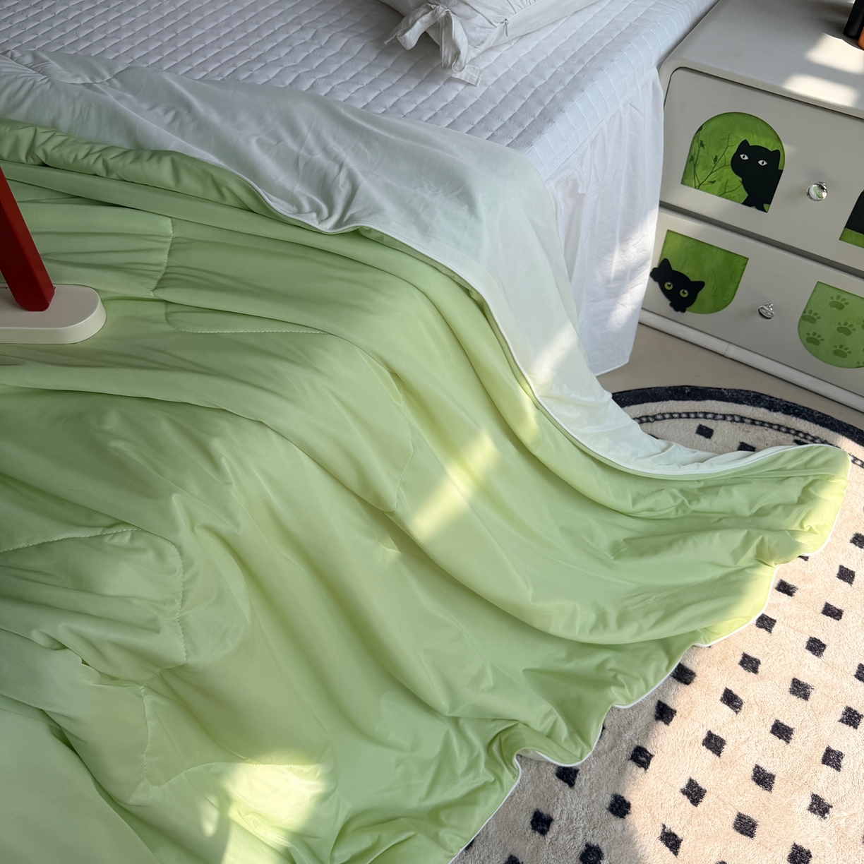 91家纺网 家纺一手货源 找家纺 莱豫家纺 2026春夏新款A类凉感小冰皮夏凉被夏被空调被 薄荷奶绿