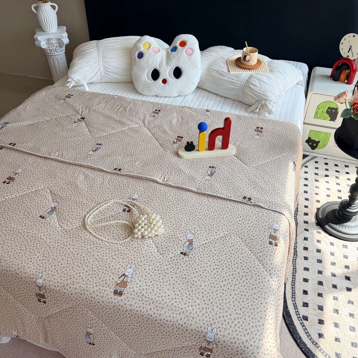 91家纺网 家纺一手货源 找家纺 莱豫家纺 2026春夏新款A类凉感小冰皮夏凉被夏被空调被 豹纹小兔