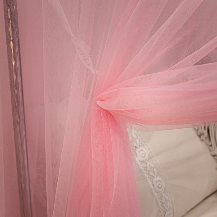 91家纺网 家纺一手货源 找家纺 永旺家纺 2026新款加密帐纱唯美花边宫廷蚊帐-凤羽 蜜桃粉