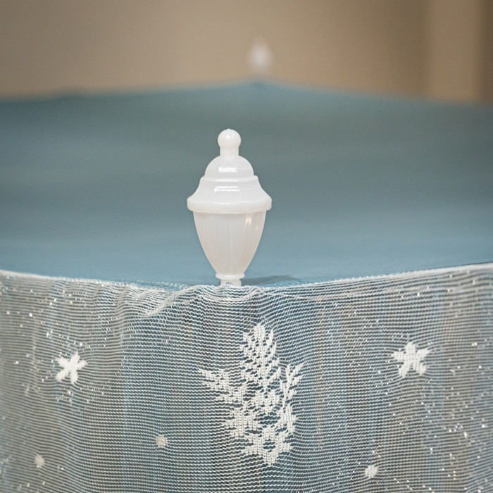 91家纺网 家纺一手货源 找家纺 永旺家纺 2026新款加密帐纱唯美花边宫廷蚊帐-凤羽 海洋蓝