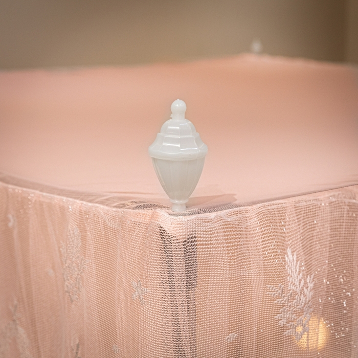 91家纺网 家纺一手货源 找家纺 永旺家纺 2026新款加密帐纱唯美花边宫廷蚊帐-凤羽 粉玉