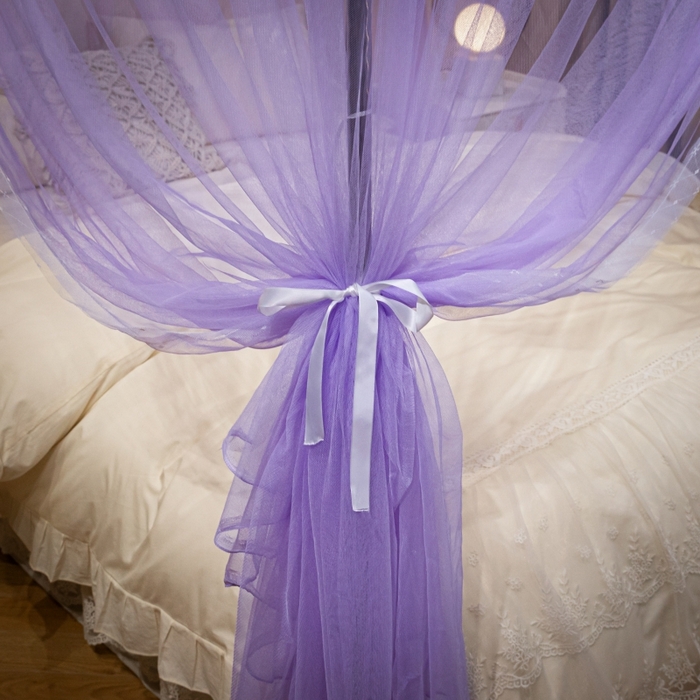 91家纺网 家纺一手货源 找家纺 永旺家纺 2026新款加密帐纱唯美花边宫廷蚊帐-凤羽 盈盈紫