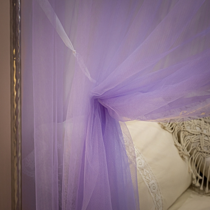 91家纺网 家纺一手货源 找家纺 永旺家纺 2026新款加密帐纱唯美花边宫廷蚊帐-凤羽 盈盈紫