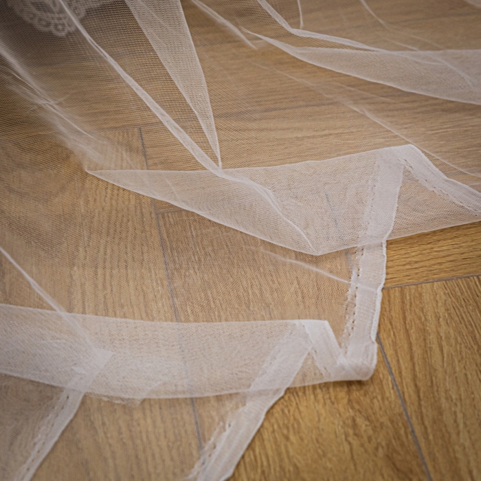 91家纺网 家纺一手货源 找家纺 永旺家纺 2026新款加密帐纱唯美花边宫廷蚊帐-凤羽 象牙白