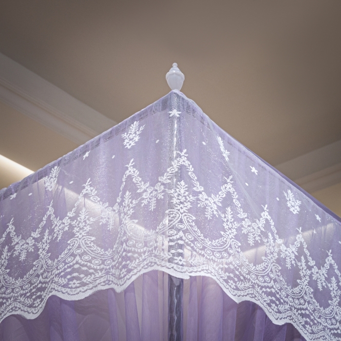 91家纺网 家纺一手货源 找家纺 永旺家纺 2026新款加密帐纱唯美花边宫廷蚊帐-凤羽 盈盈紫