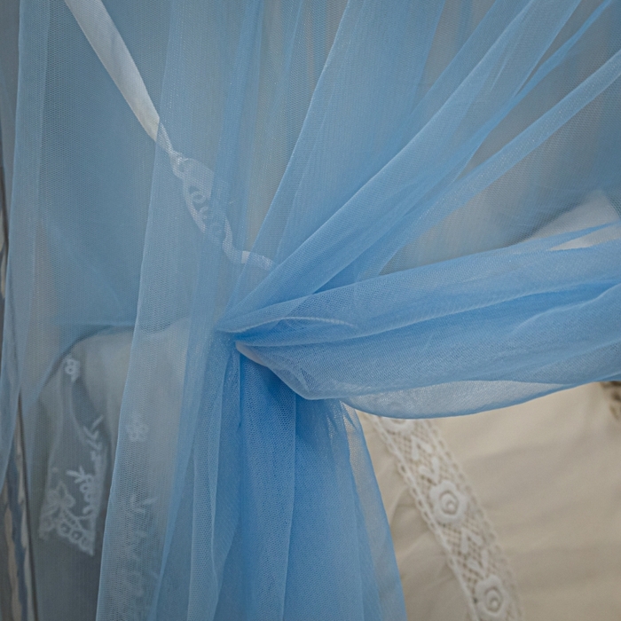 91家纺网 家纺一手货源 找家纺 永旺家纺 2026新款加密帐纱唯美花边宫廷蚊帐-凤羽 天蓝