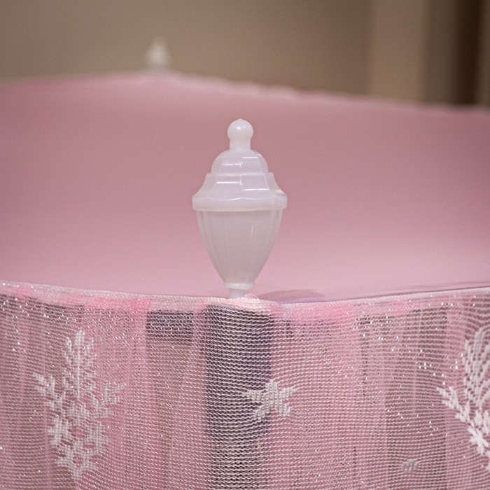 91家纺网 家纺一手货源 找家纺 永旺家纺 2026新款加密帐纱唯美花边宫廷蚊帐-凤羽 蜜桃粉