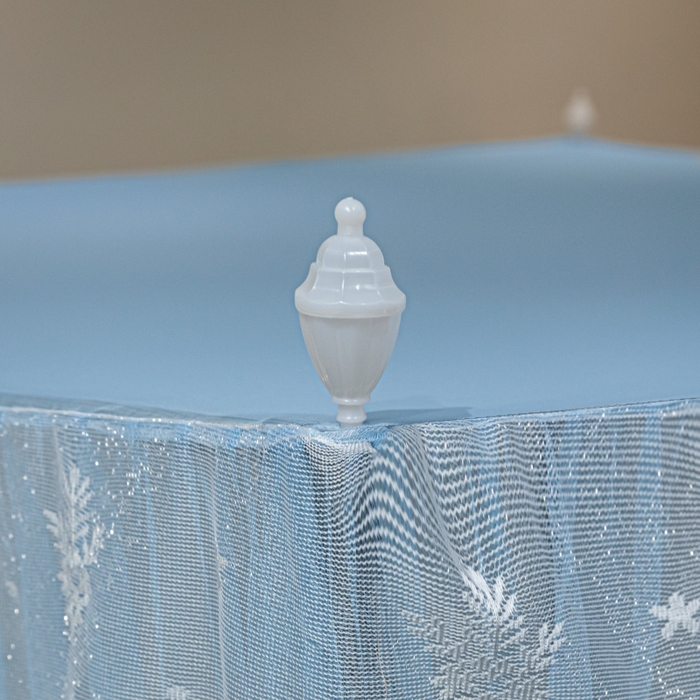 91家纺网 家纺一手货源 找家纺 永旺家纺 2026新款加密帐纱唯美花边宫廷蚊帐-凤羽 天蓝