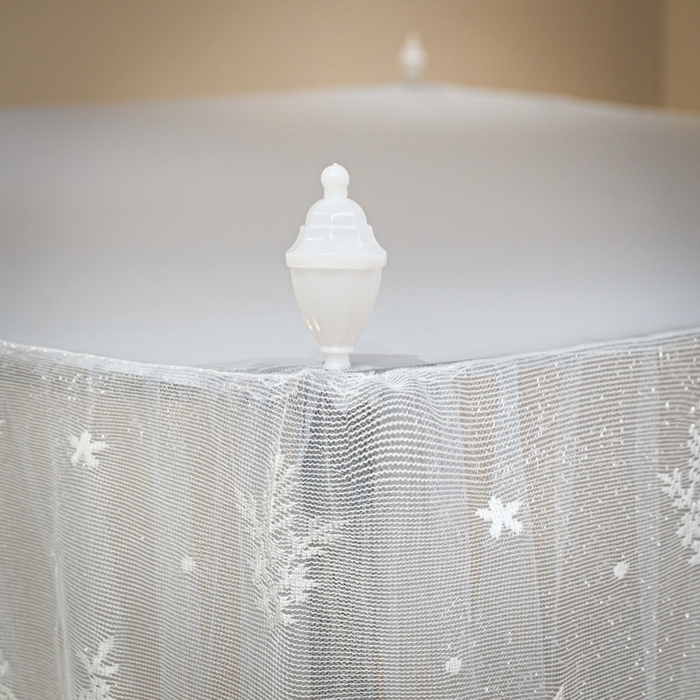 91家纺网 家纺一手货源 找家纺 永旺家纺 2026新款加密帐纱唯美花边宫廷蚊帐-凤羽 轻奢灰