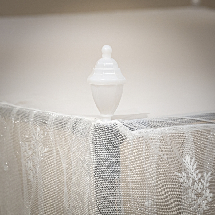 91家纺网 家纺一手货源 找家纺 永旺家纺 2026新款加密帐纱唯美花边宫廷蚊帐-凤羽 象牙白