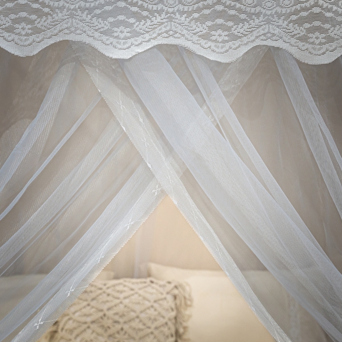 91家纺网 家纺一手货源 找家纺 永旺家纺 2026新款加密帐纱唯美花边宫廷蚊帐-凤羽 轻奢灰