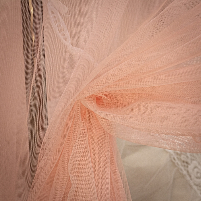 91家纺网 家纺一手货源 找家纺 永旺家纺 2026新款加密帐纱唯美花边宫廷蚊帐-凤羽 粉玉