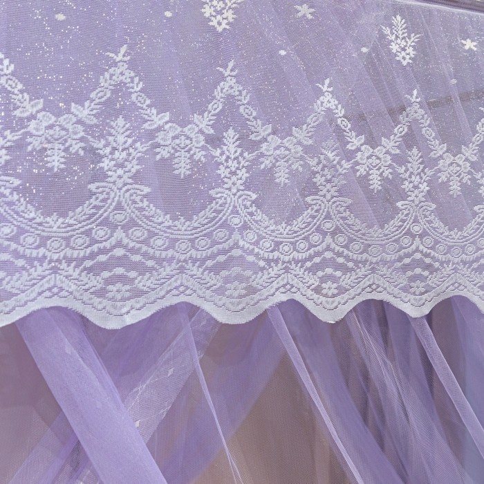 91家纺网 家纺一手货源 找家纺 永旺家纺 2026新款加密帐纱唯美花边宫廷蚊帐-凤羽 盈盈紫