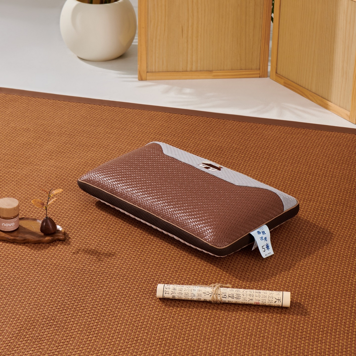 91家纺网 家纺一手货源 找家纺 永旺家纺 2026新款凉感PE藤枕枕头枕芯 咖色