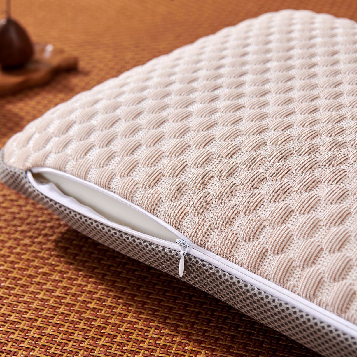 91家纺网 家纺一手货源 找家纺 永旺家纺 2026新款凉感PE藤枕枕头枕芯 浅灰