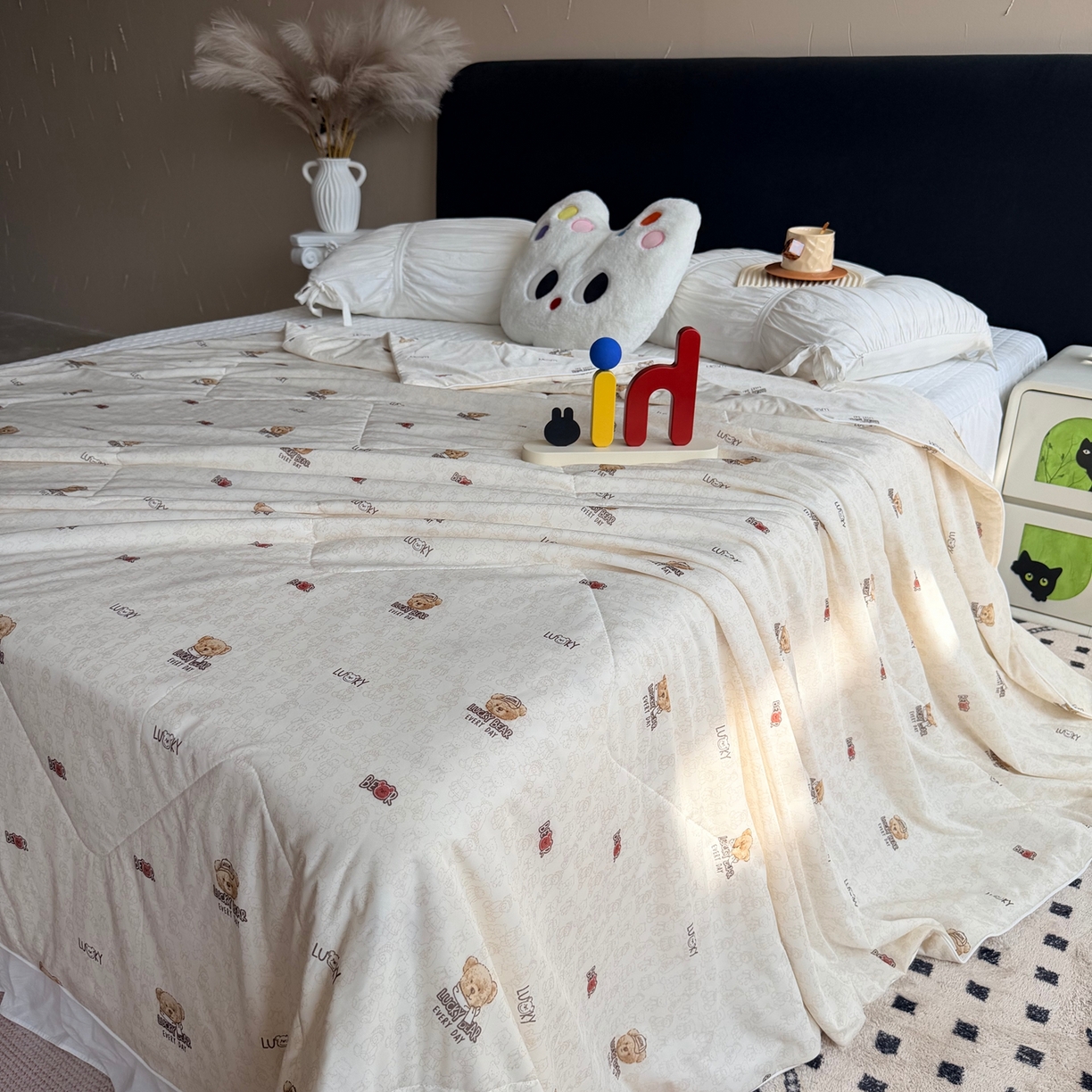 91家纺网 家纺一手货源 找家纺 莱豫家纺 2026春夏新款A类凉感小冰皮夏凉被夏被空调被 可爱小熊