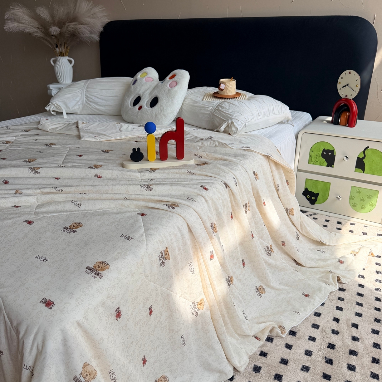 91家纺网 家纺一手货源 找家纺 莱豫家纺 2026春夏新款A类凉感小冰皮夏凉被夏被空调被 可爱小熊