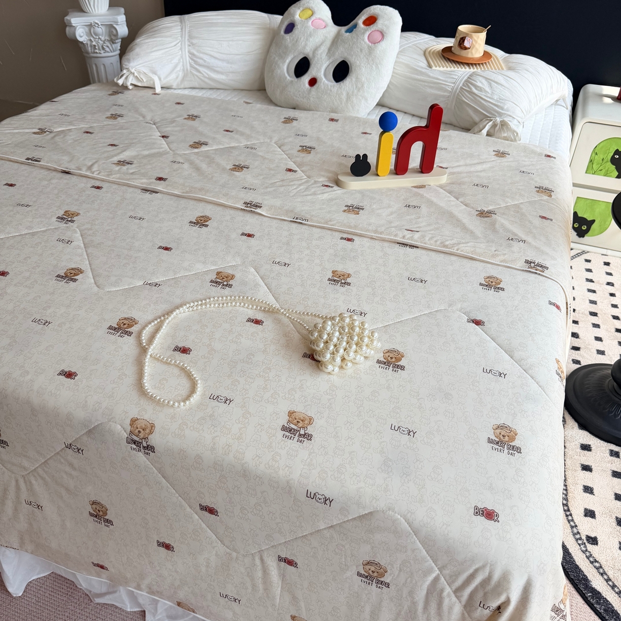 91家纺网 家纺一手货源 找家纺 莱豫家纺 2026春夏新款A类凉感小冰皮夏凉被夏被空调被 可爱小熊