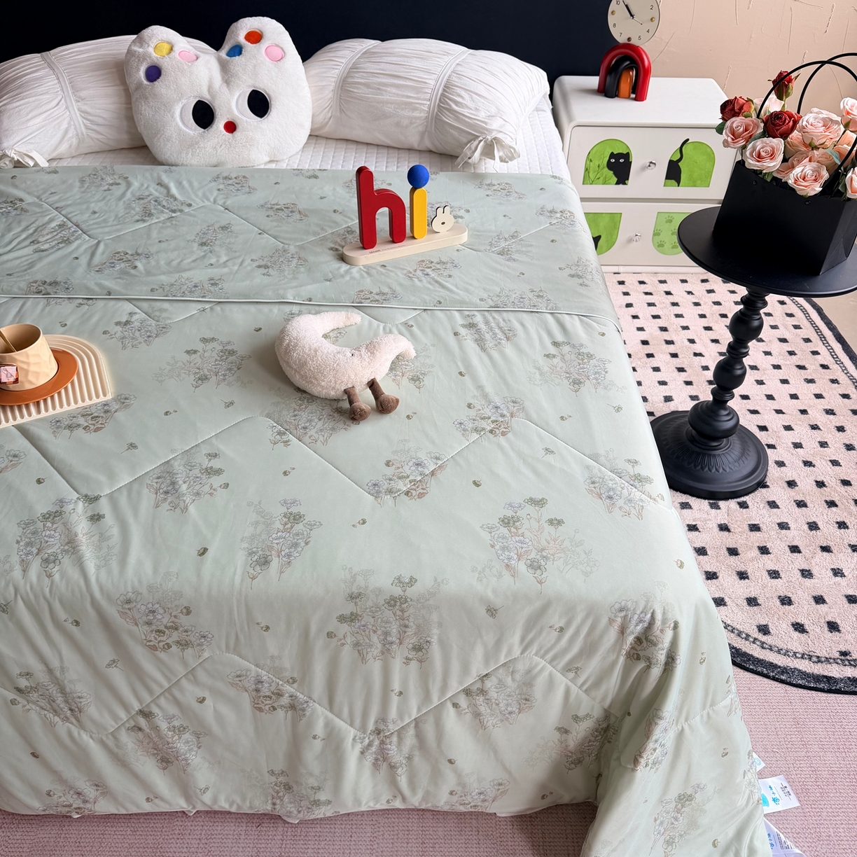 91家纺网 家纺一手货源 找家纺 莱豫家纺 2026春夏新款A类凉感小冰皮夏凉被夏被空调被 弥花集绿