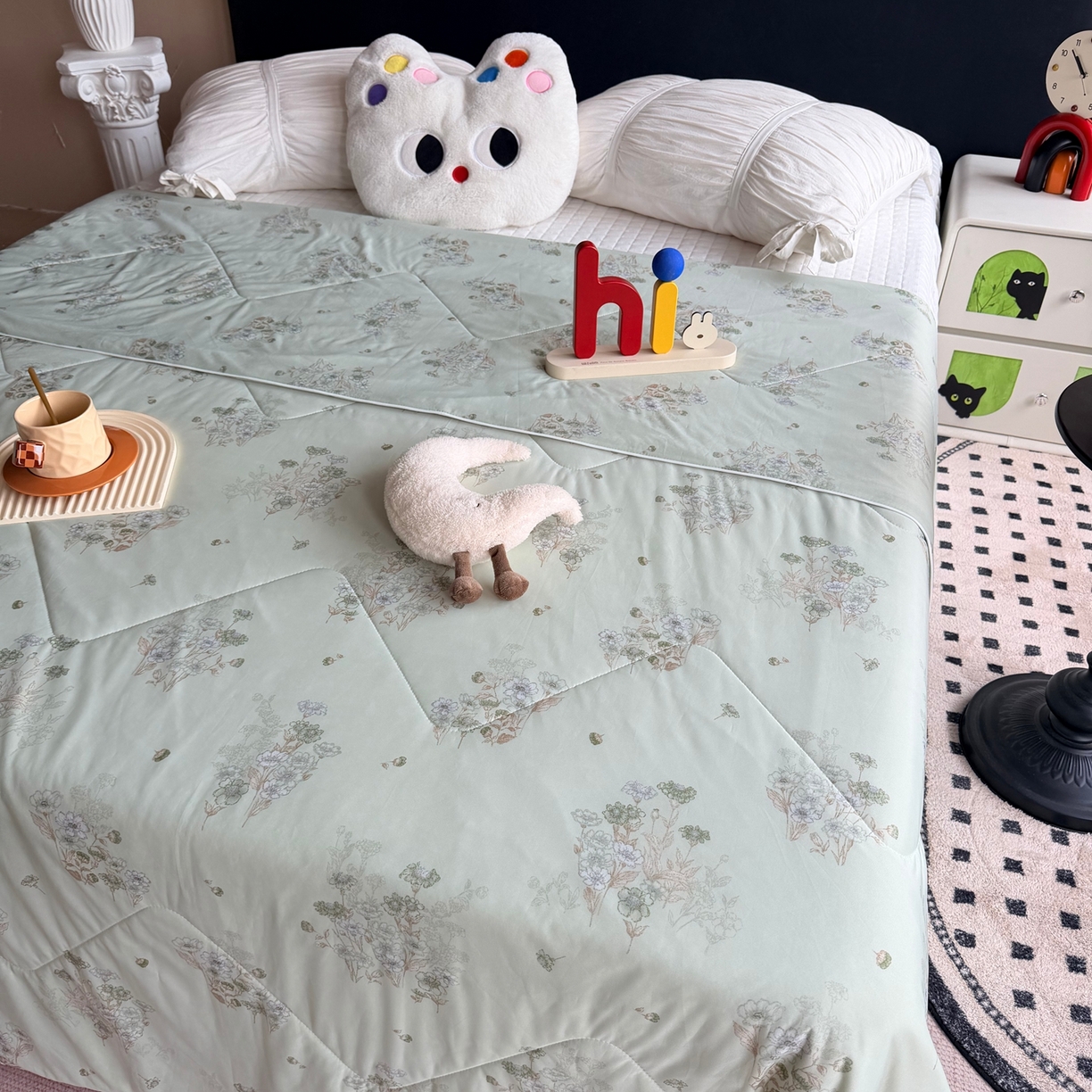 91家纺网 家纺一手货源 找家纺 莱豫家纺 2026春夏新款A类凉感小冰皮夏凉被夏被空调被 弥花集绿