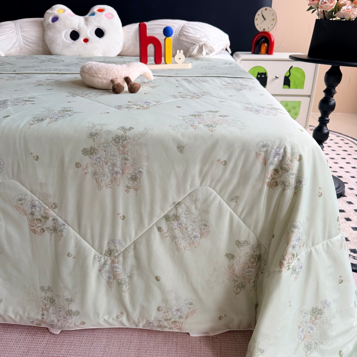 91家纺网 家纺一手货源 找家纺 莱豫家纺 2026春夏新款A类凉感小冰皮夏凉被夏被空调被 弥花集绿