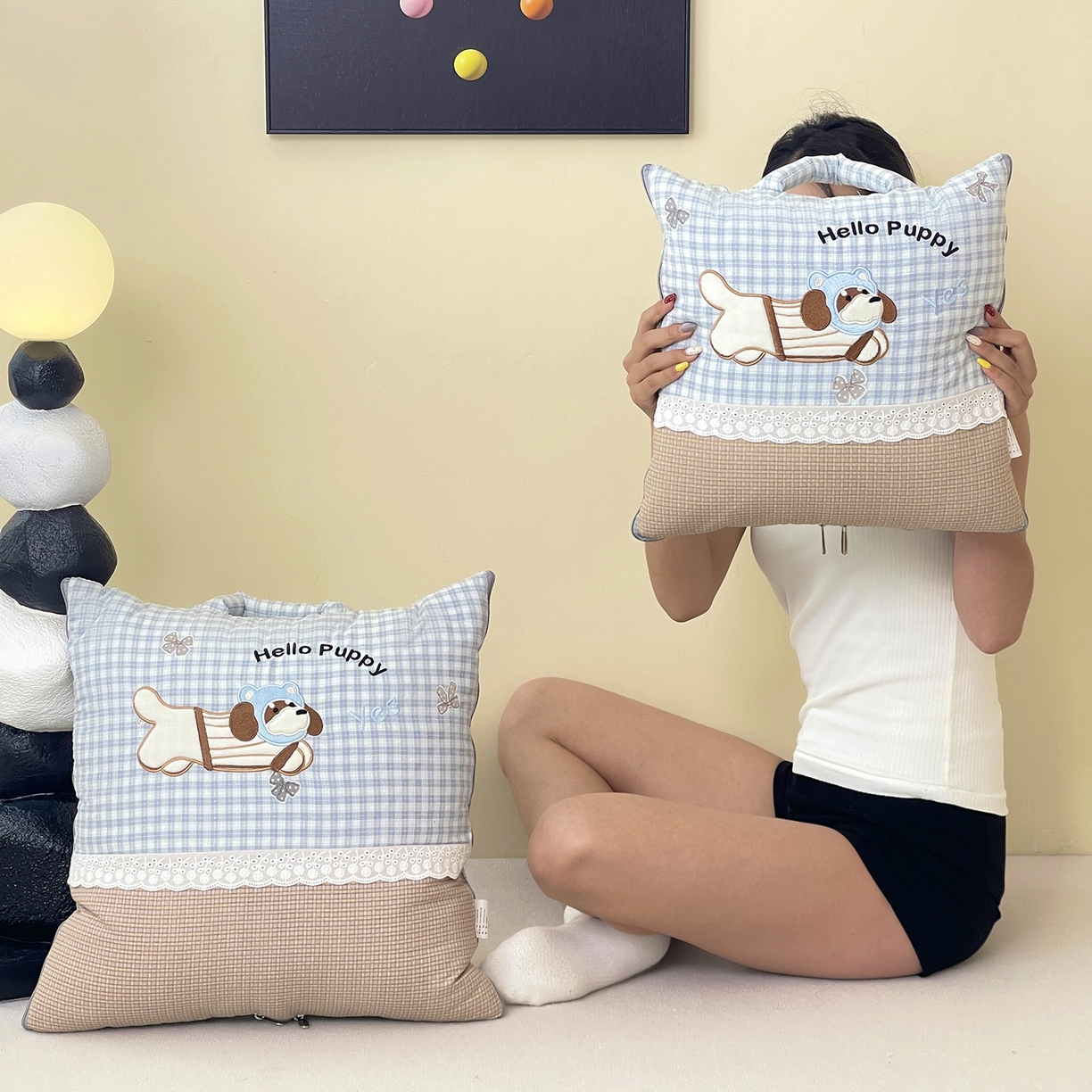 91家纺网 家纺一手货源 找家纺 （总）伊可爱抱枕被 2026新款四季款锦小棉仿棉蕾丝贴布绣抱枕被