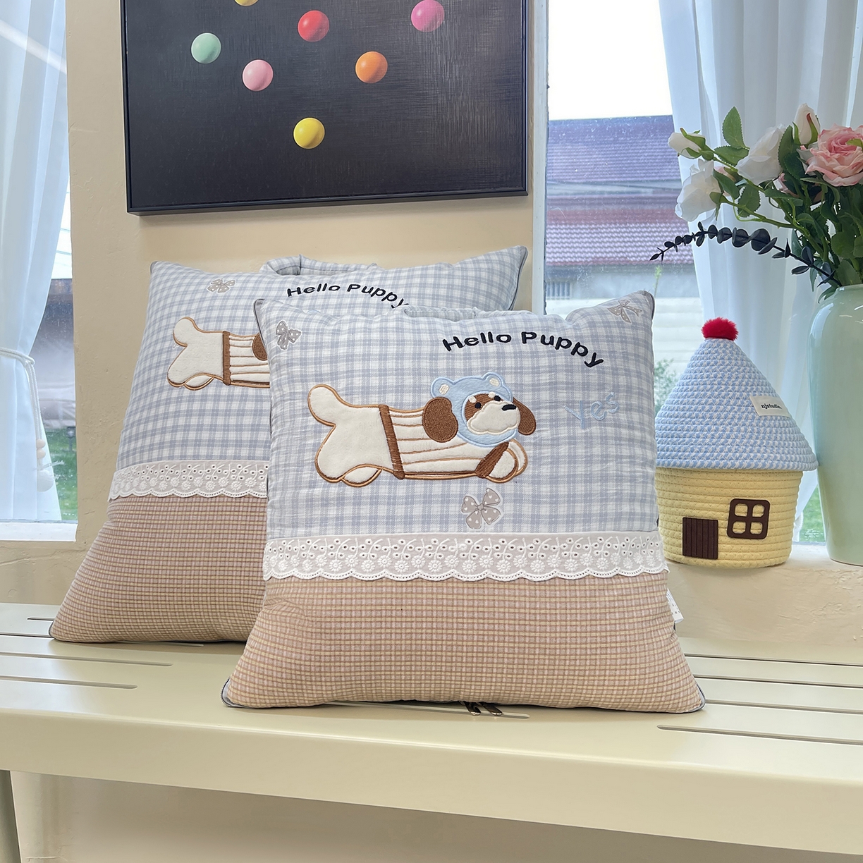 91家纺网 家纺一手货源 找家纺 （总）伊可爱抱枕被 2026新款四季款锦小棉仿棉蕾丝贴布绣抱枕被